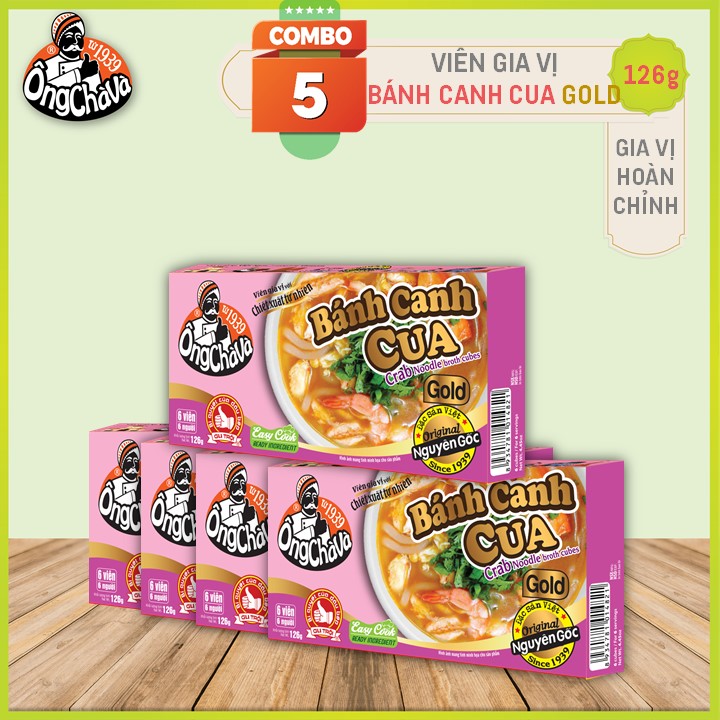 Combo 05 Hộp Viên Gia Vị Bánh Canh Cua Ông Chà Và 126g (Crab Noodle Broth Cubes)