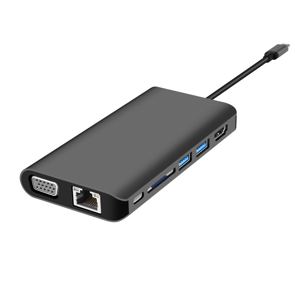 Bộ chuyển Usb Type-c 8 cổng A164 HDMI/ VGA/ RJ45/ Audio/ USB 3.0/ SD/ PD