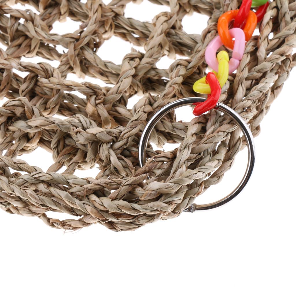 Parrot Climbing Net Pet Bird Swing Chew Grass Hammock Hanging Straw Cage Toys