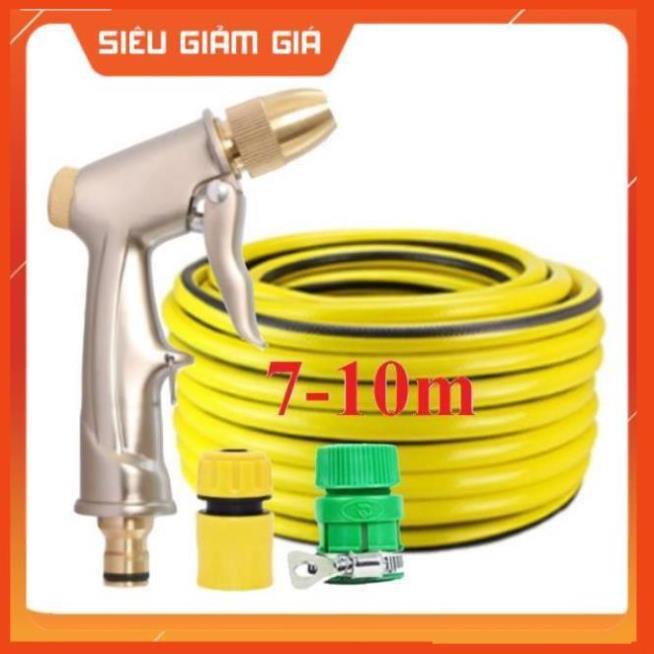 Bộ dây vòi xịt nước rửa xe, tưới cây . tăng áp 3 lần, loại 7m, 10m 206701-1 đầu đồng,cút, nối PE