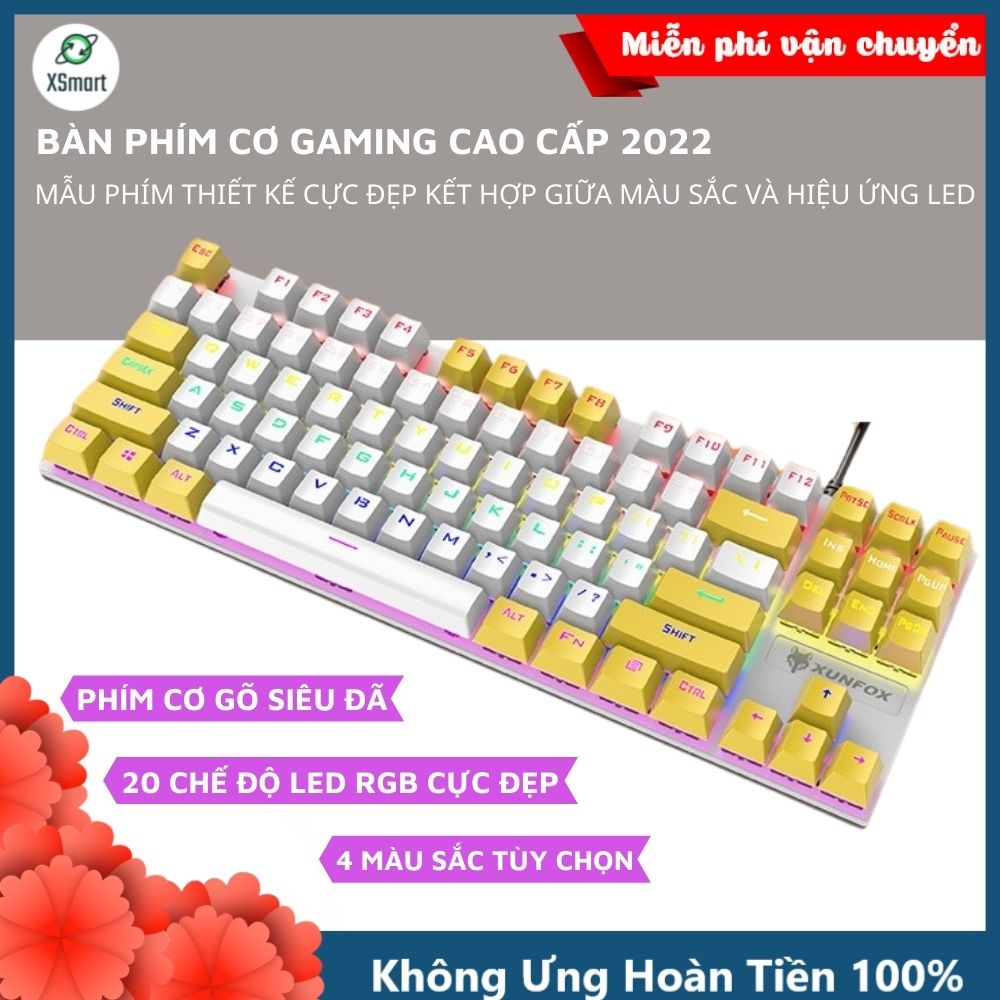 Bàn Phím Cơ Gaming K80 LED RGB 20 Chế Độ Nháy Cực Đẹp, Phím CƠ Gõ Siêu Đã, Thiết Kế Nhỏ Gọn Dùng Cho Máy Tính, Laptop - Hàng Chính Hãng