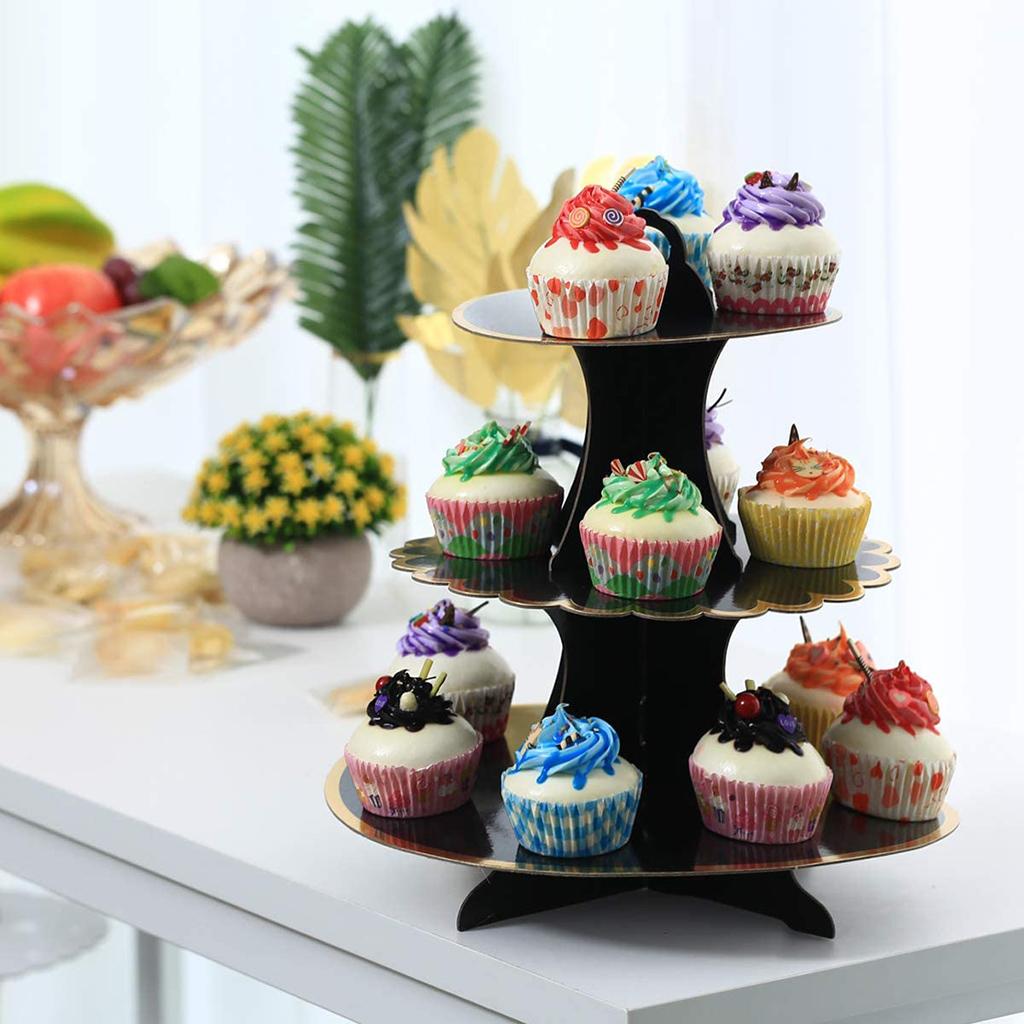 2Pcs Dessert Cupcake Stand 3 Tier Cake Food Display Tower Baby Shower Kids Party