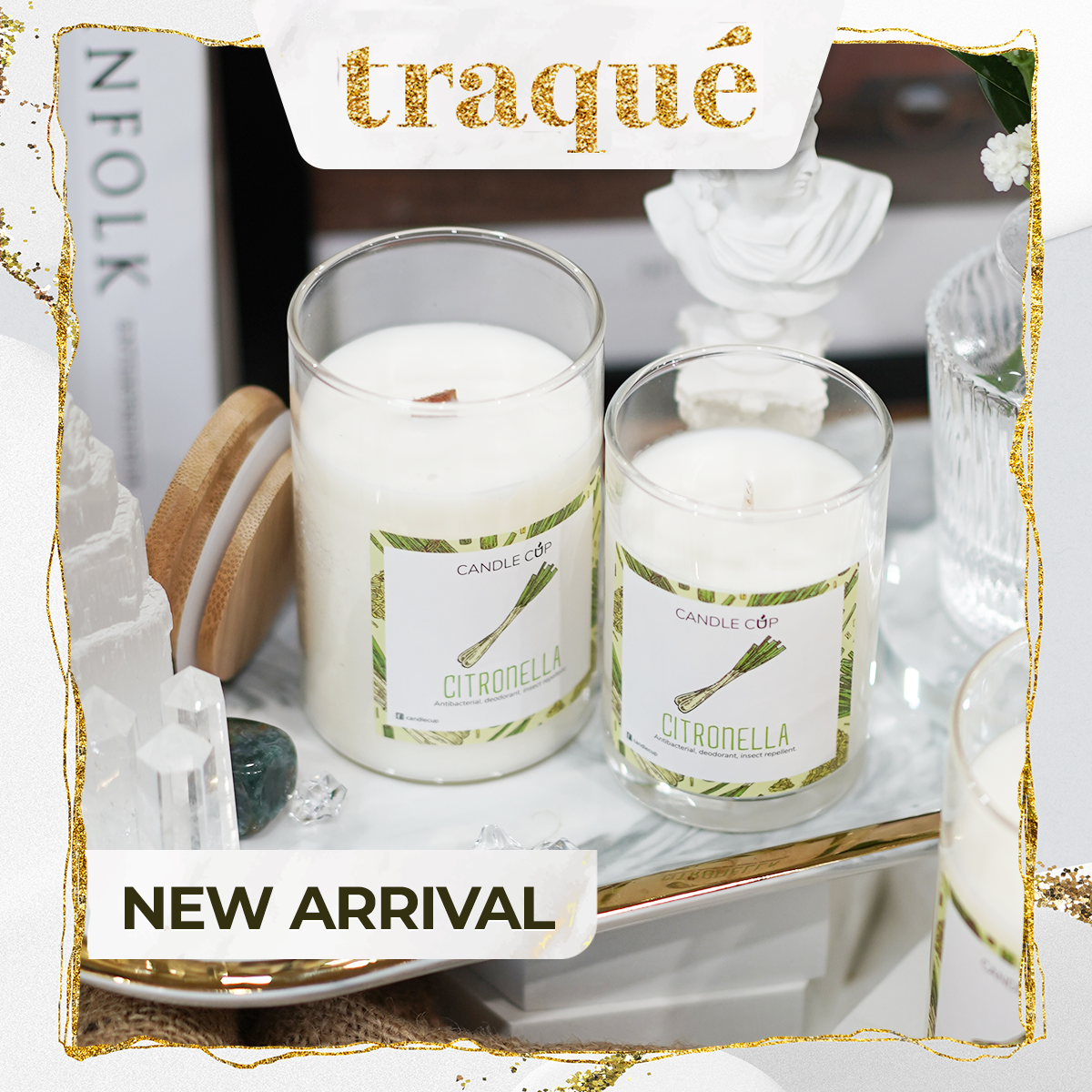 Nến thơm tinh dầu cao cấp không khói an toàn Candle Cup - CITRONELLA/SẢ JAVA - S - 100G