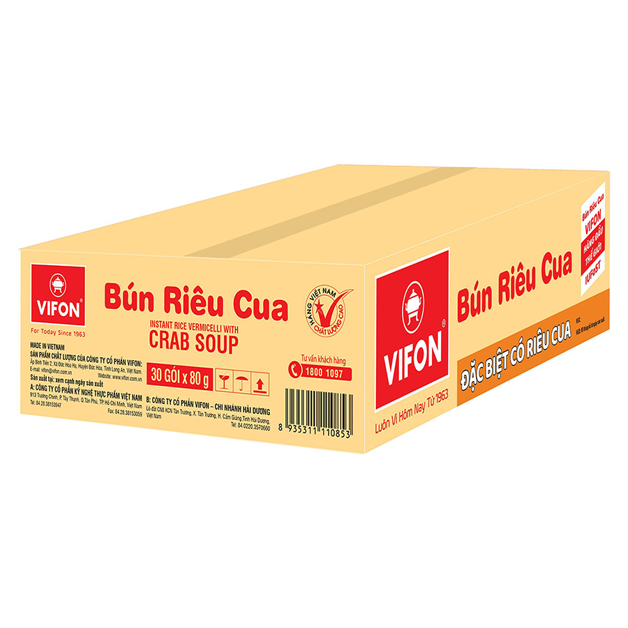 Thùng 30 Bún Riêu Cua VIFON (80g / Gói)