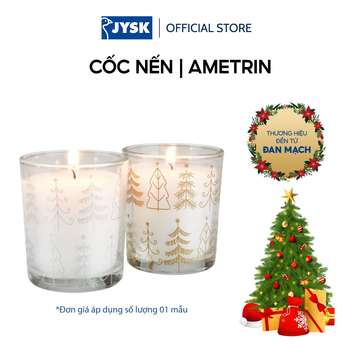 Cốc nến | JYSK Ametrin | paraffin/thủy tinh | vàng/bạc | DK5,5xC6,5cm