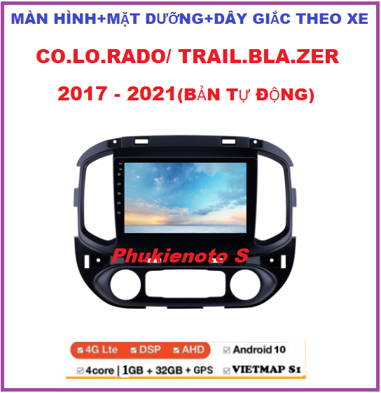 Màn Hình  9inch lắp sim 4G ram1G-rom32G +Mặt dưỡng+ dây giắc cho Xe COLO.RADO/TRAILB.LAZER  BẢN TỰ ĐỘNG 2017-2021 Chạy Android Tiếng Việt, điều khiển giọng nói, Tích Hợp GPS Chỉ Đường, vô lăng, Xem Camera, Đầu Màn hình DVD 