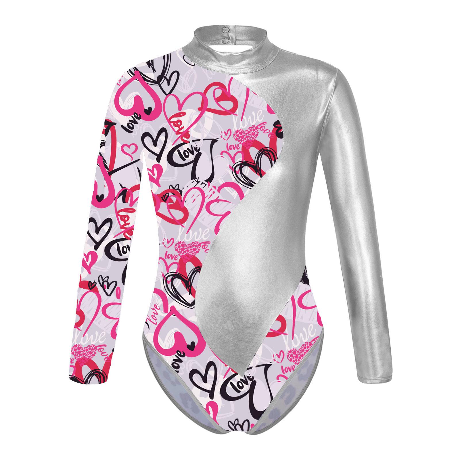 Trẻ em gái in kim loại thể dục kim loại Leotard Back Cutout Tutu múa ba lê múa ba lê Color: Pink Size: 12