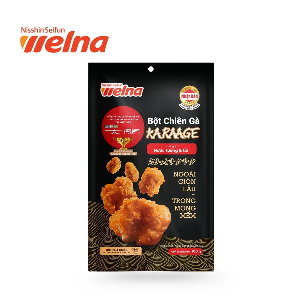 Bột Chiên Gà Karaage Hương Vị Nước Tương và Tỏi Gói 100g - Nisshin Seifun Welna