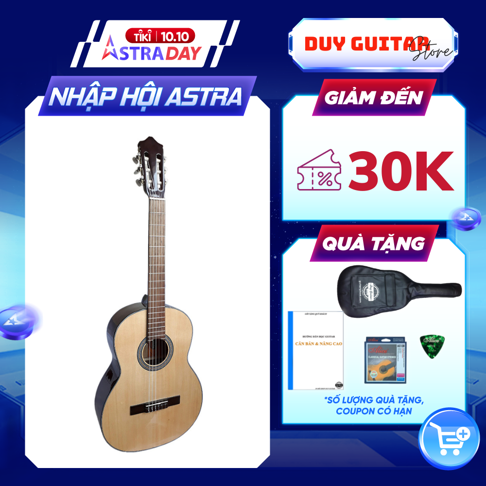 Đàn Guitar Classic DC120 dây nilon mặt gỗ thông lưng và hông gỗ hồng đào dòng trung kỹ cho âm thanh ấm áp trữ tình Duy Guitar