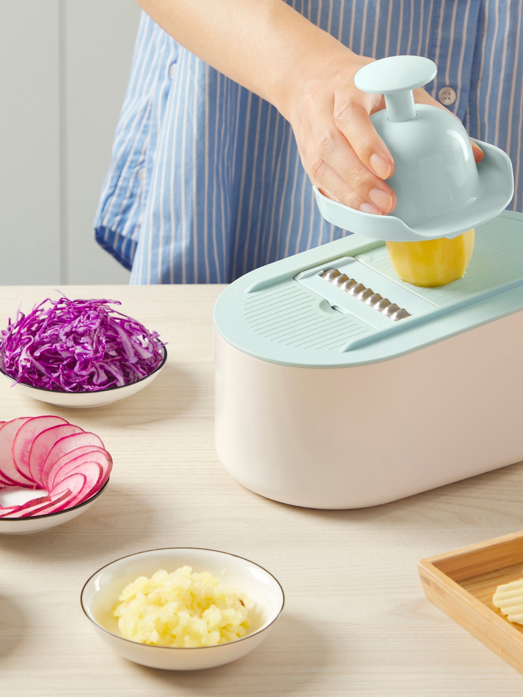 Bộ Nạo Cắt Rau Củ Quả Đa Năng YOKO Có Nhiều Lưỡi Thay Thế - Hàng chính hãng Inochi ( Tặng kèm khăn lau PaKaSa)