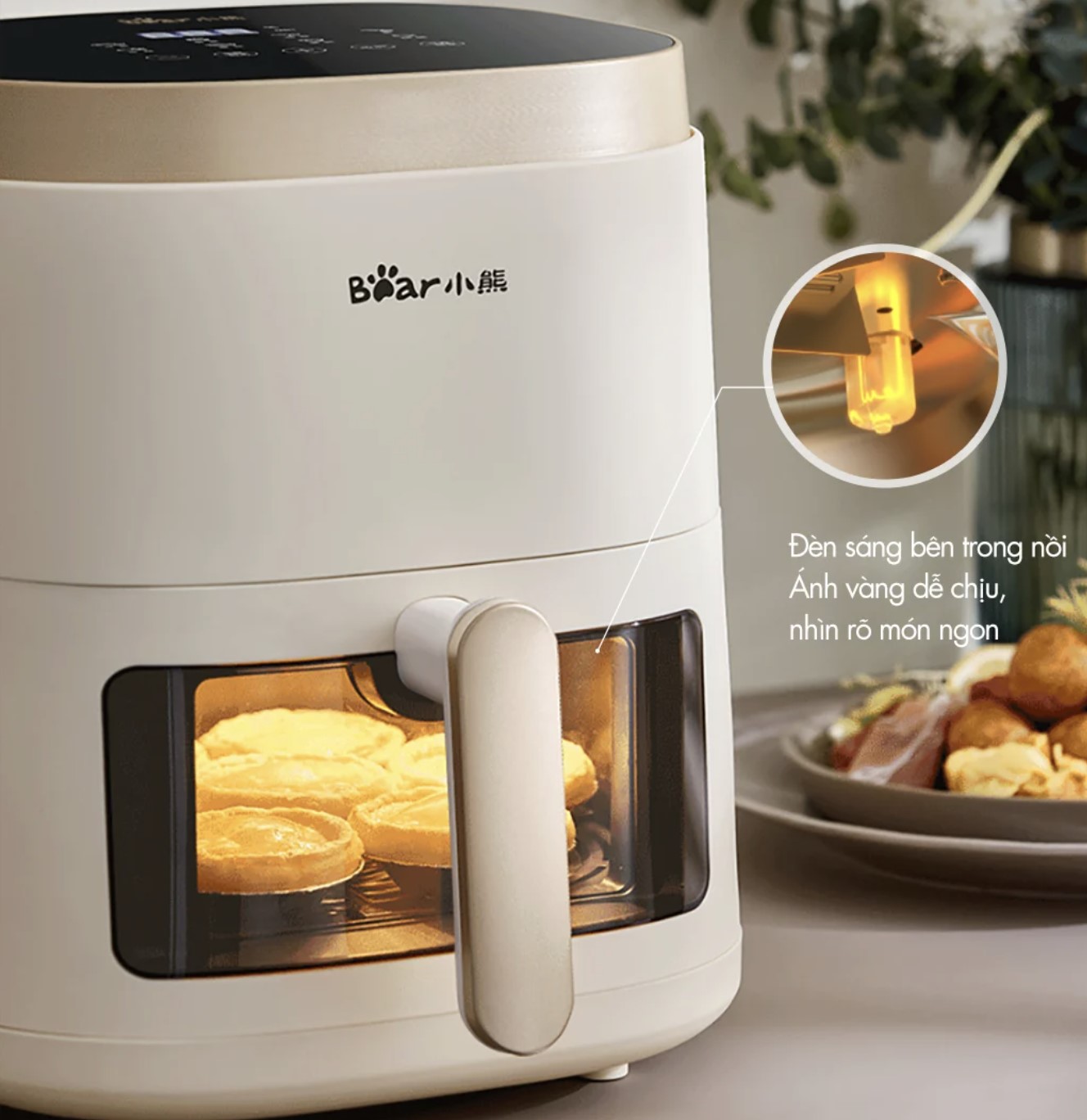Nồi Chiên Không Dầu Bear QZG-F15E3 Cách Nhiệt Giảm Độ Ồn, Nhiệt Độ Từ 80-200 Độ C Dung Tích 5 Lít Công Suất 1500 W - Hàng Chính Hãng