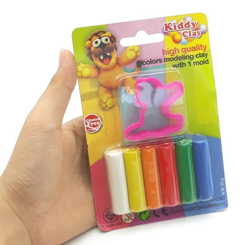 Đất Nặn Kiddy Clay 6 Màu + Khuôn Hình ST-50-6SM (Mẫu Màu Giao Ngẫu Nhiên)