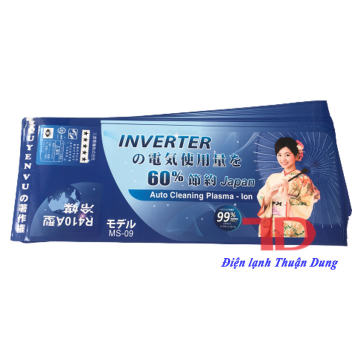 Tem dán trang trí Máy Lạnh nội địa Nhật màu xanh đậm và xanh lá cây Điện Lạnh Thuận Dung