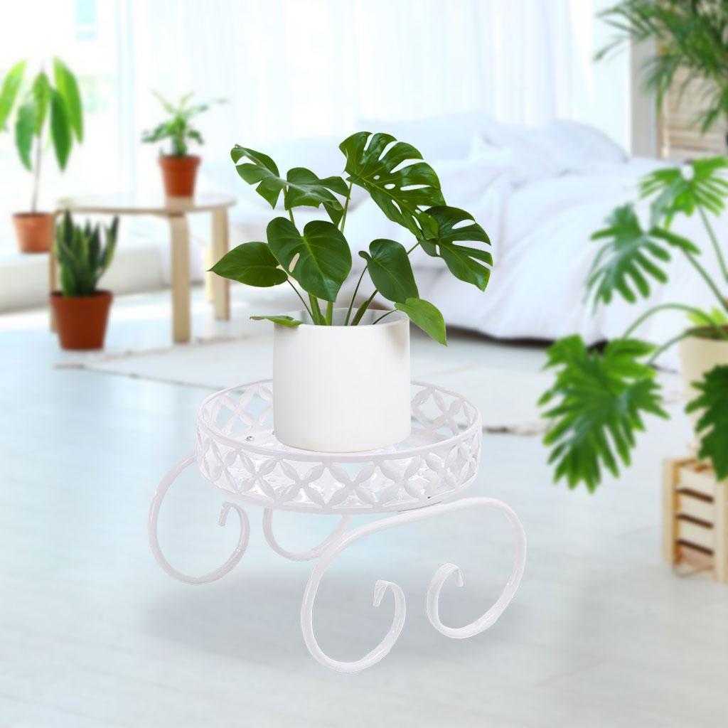 Indoor Pot Iron Patio Decor  Shelf Outdoor Metal Display White