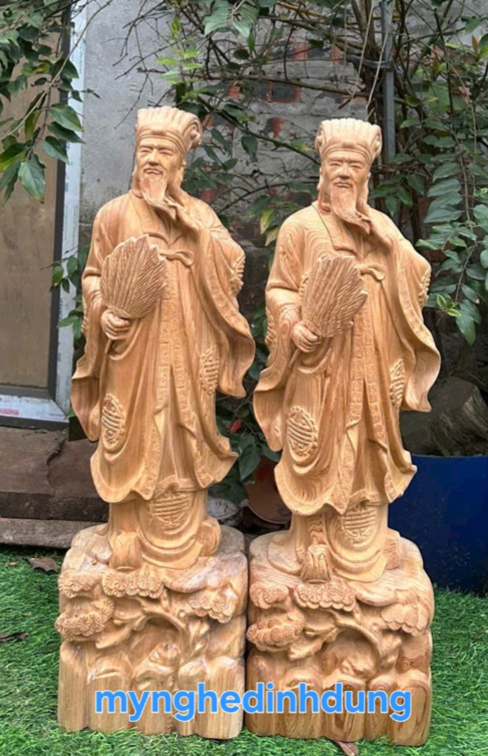 Tượng khổng minh gia cát lượng gỗ ngọc am thơm nức cao 60x24x14cm