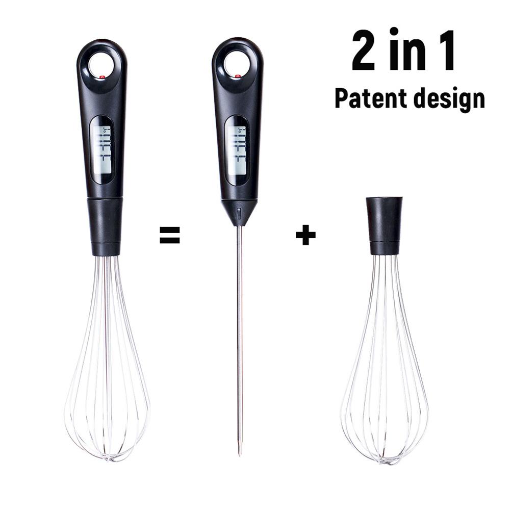 2 Trong 1 Kỹ Thuật Số Thịt Nhiệt Kế Eggbeater Đánh Nhà Bếp Nấu Ăn Đo Nhiệt Độ Thực Phẩm Dài Đầu Dò