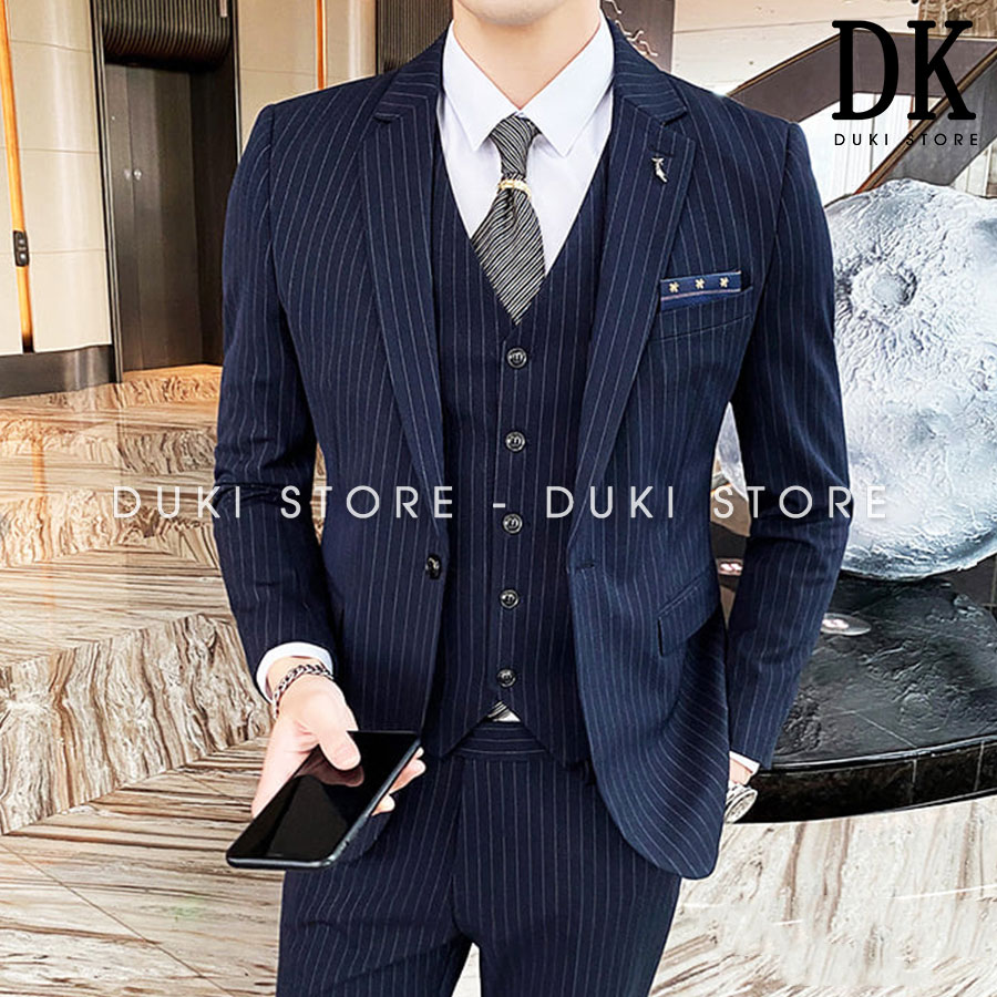 Bộ vest nam 1 cúc màu xanh than thanh lịch DKA0091 - DUKI STORE