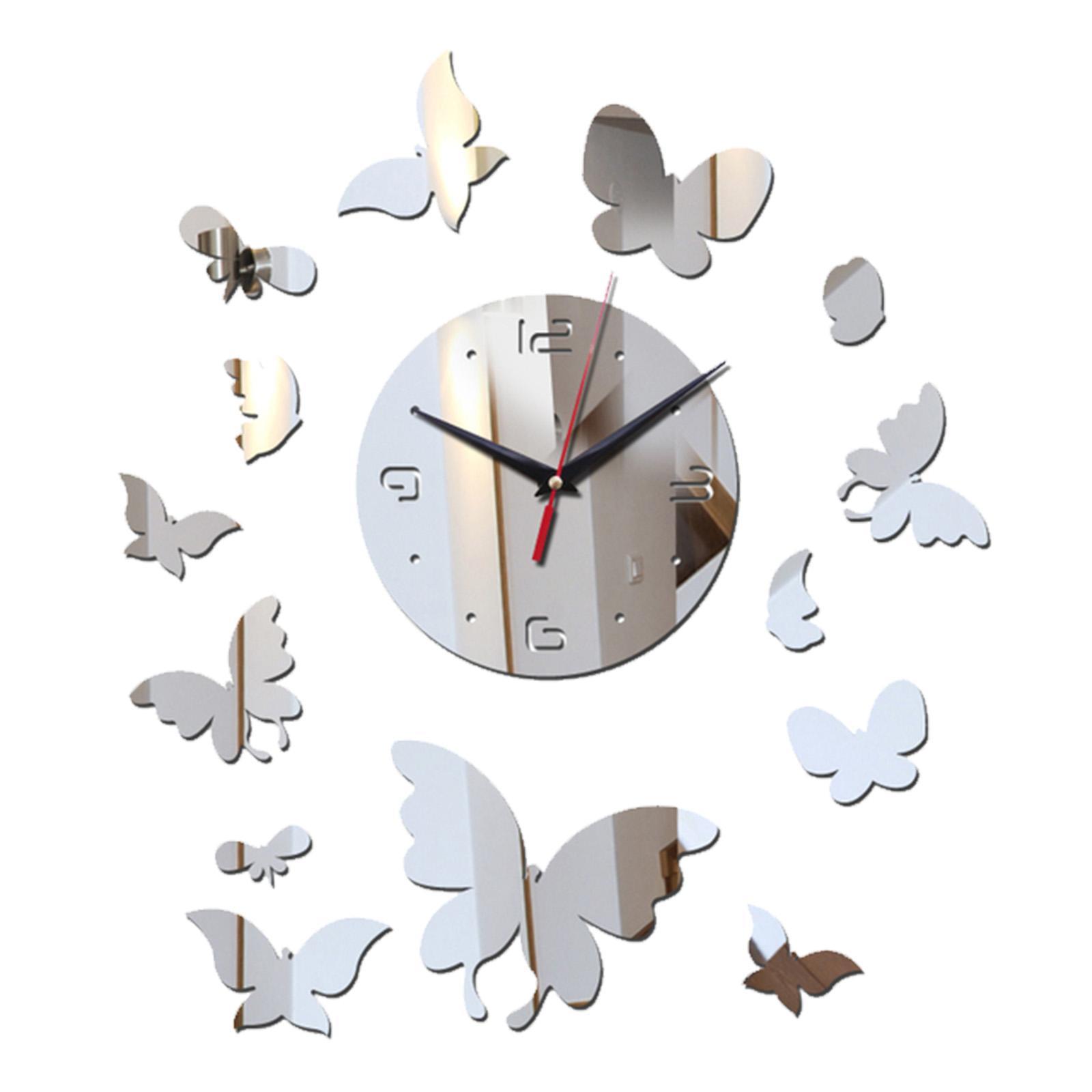 Modern Wall Clock Geometric Mute DIY Mirror Acrylic for Office Home