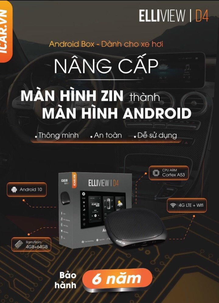 Hộp Box Ô Tô Icar Elliview D4 - Biến Màn hình Zin Thành Màn Hình Android