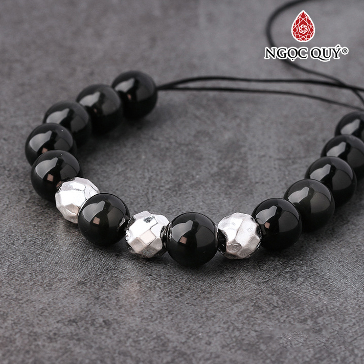 Charm bạc tròn 3D nổi xỏ ngang - Ngọc Quý Gemstones