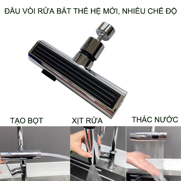 Đầu vòi rửa bát thế hệ mới với 3 trong 1, chế độ thác nước-tạo bọt-xịt rửa bằng nhựa ABS