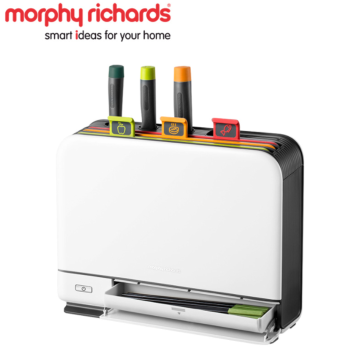 Bộ dao thớt khử khuẩn UV và sấy khô 70ºC Morphy Richards MR1001 tích hợp khay đựng đũa - Hàng Nhập Khẩu