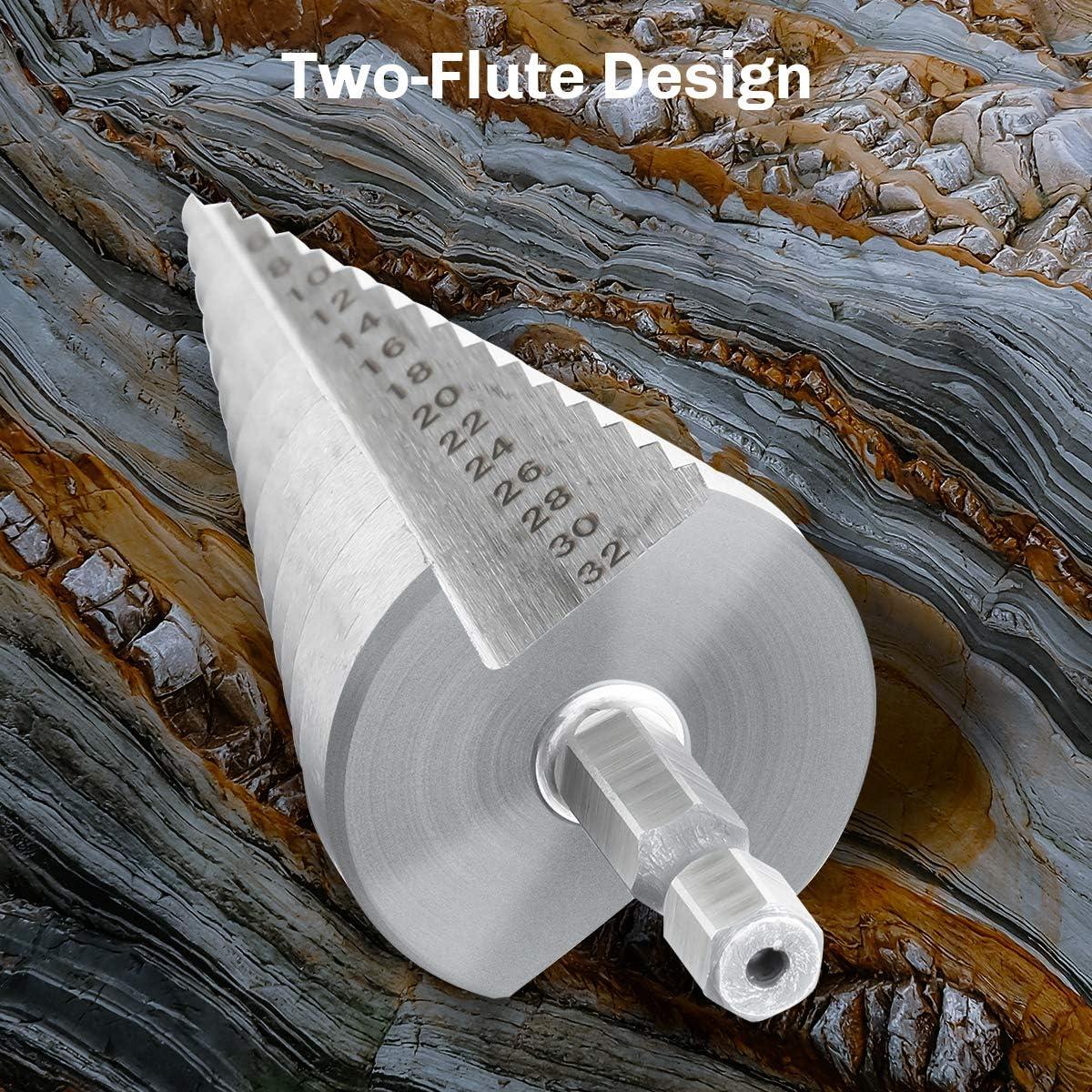 Mũi khoan bước, 4 mũi khoan mũi khoan kim loại 4-12/20/32mm Mũi khoan bước Mũi khoan thép mũi khoan tam giác hình nón với lớp phủ titan Tua vít khoan cho thép/gỗ/đồng thau/nhựa/PVC