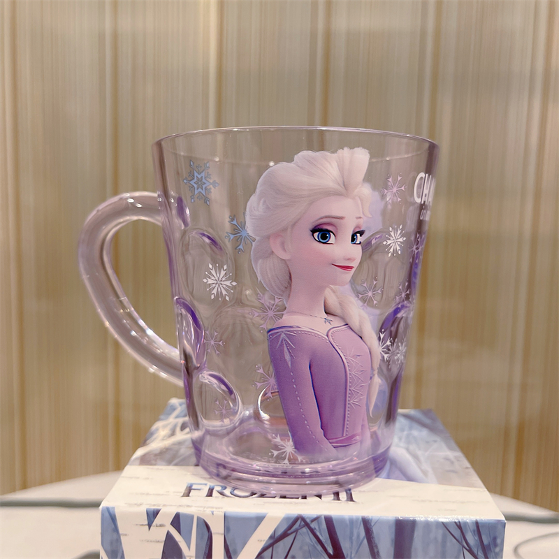 Ly nhựa pha lê trong suốt Disney có quai cầm tay hình Elsa và Anna Frozen 2 cho trẻ em