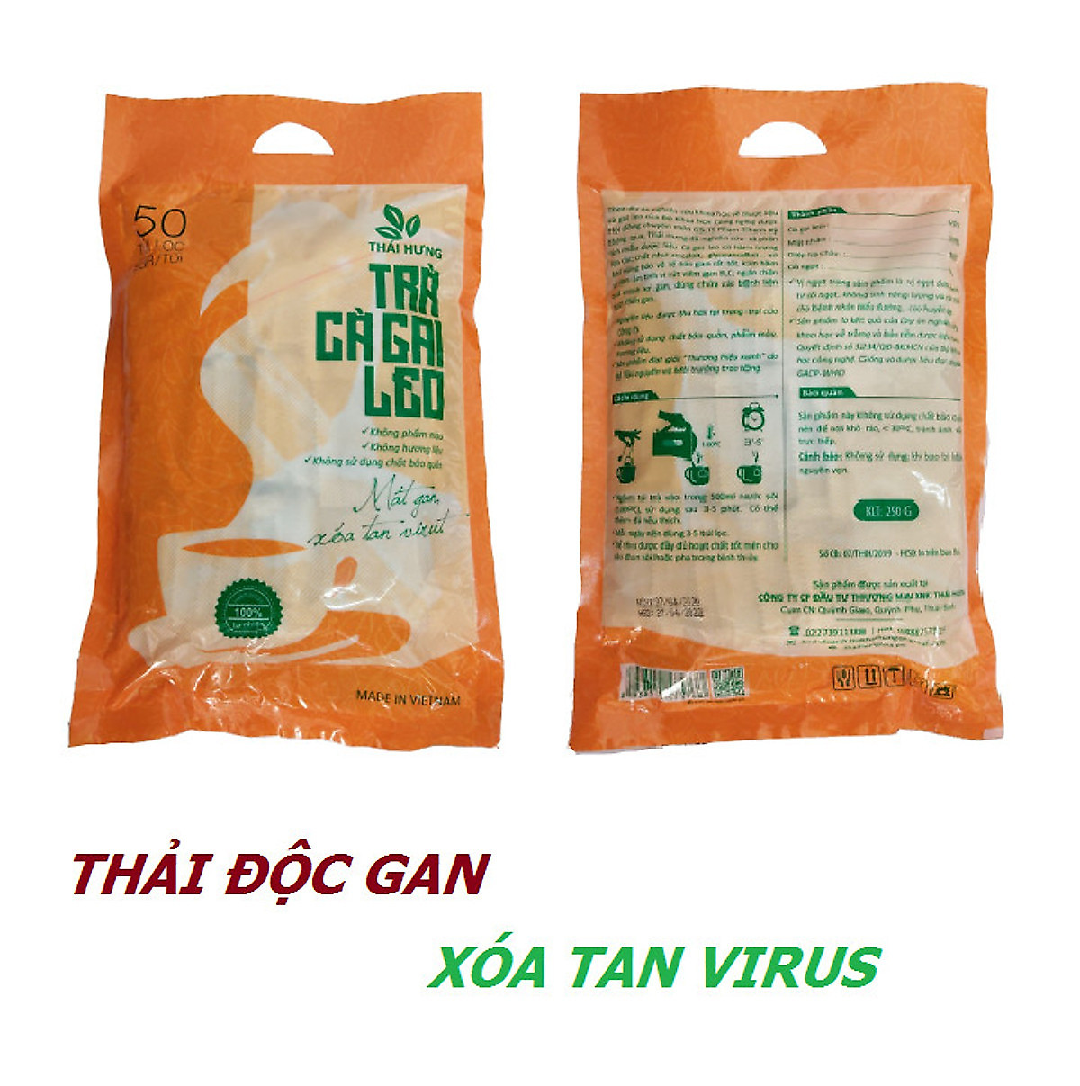 Combo 07 Bịch Trà Cà Gai Leo Thái Hưng 50 túi lọc x 5g - Mát gan thanh nhiệt, giải độc, giảm mụn nhọt