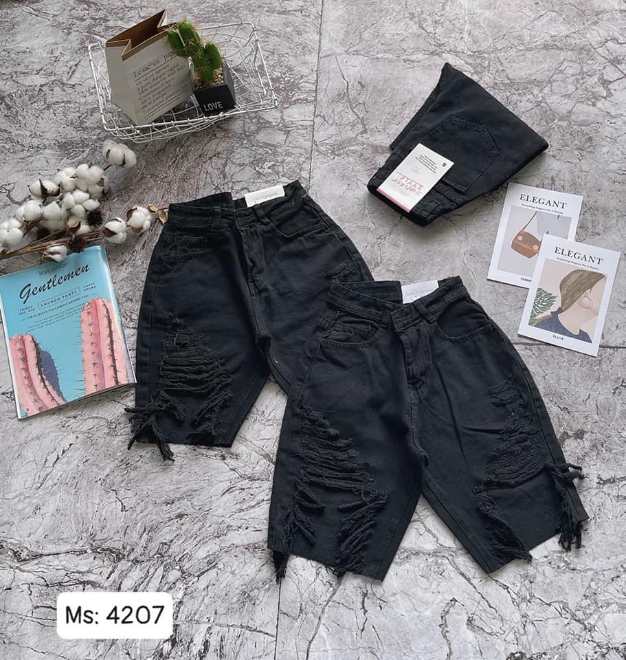 Quần short ngố jean nữ rách cao thời trang
