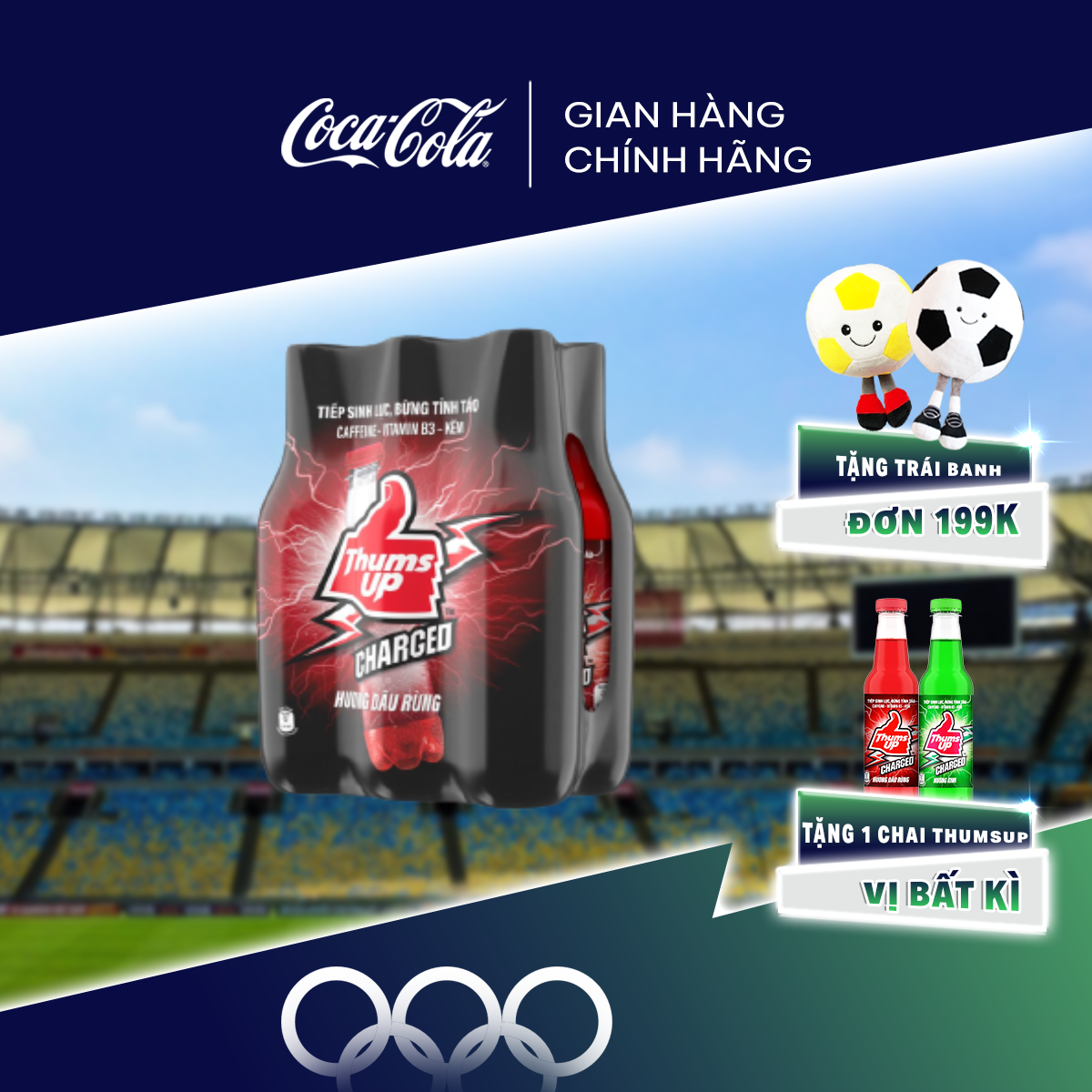 Lốc 6 Chai Nước Giải Khát Thums Up Hương Dâu Rừng 330ml x 6