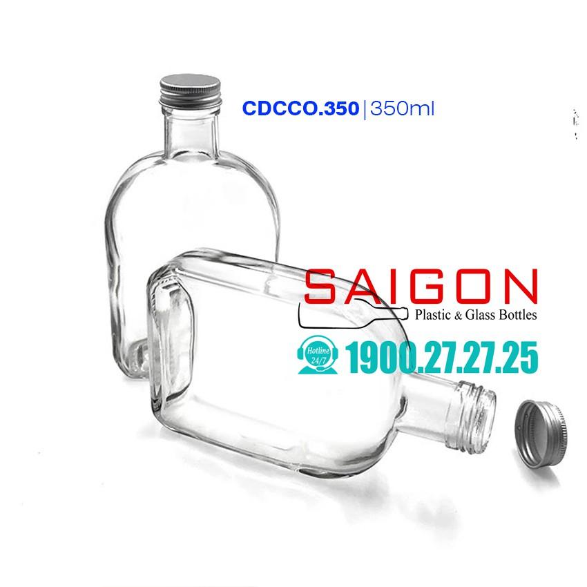Chai Thủy Tinh Dẹp Cổ Cò Nắp Nhôm