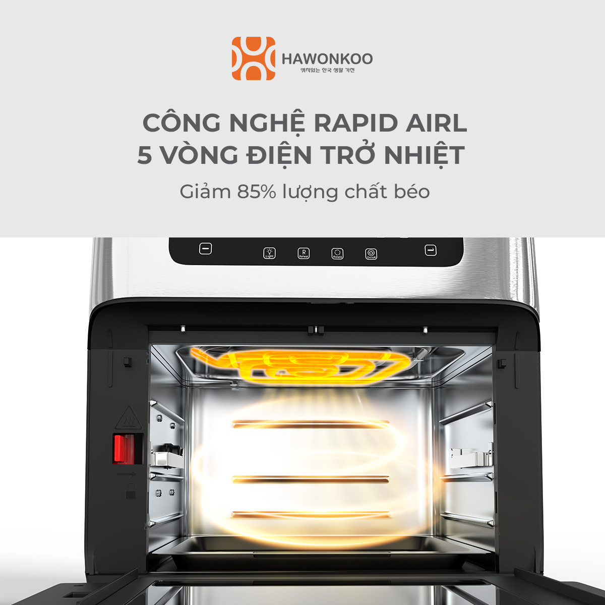 Nồi Chiên Không Dầu Điện Tử HAWONKOO AFH-101 10 Lít 1500W Hàng Chính Hãng Bảo Hành 12 Tháng - Thương Hiệu Hàn Quốc