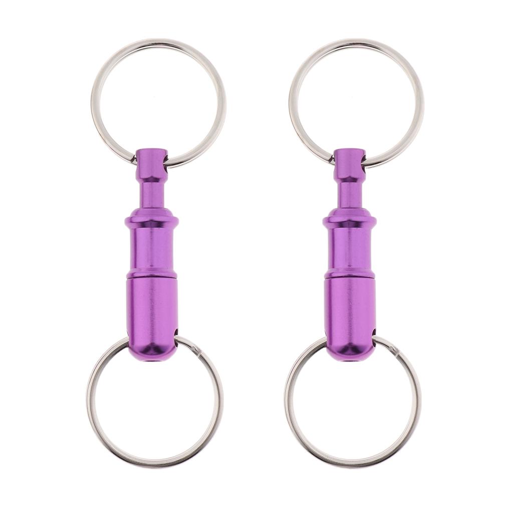 2Pcs/pack Quick Release Keychain, Pull-Apart Removable Keyring with Two Heavy Duty Split Rings Key Accessories