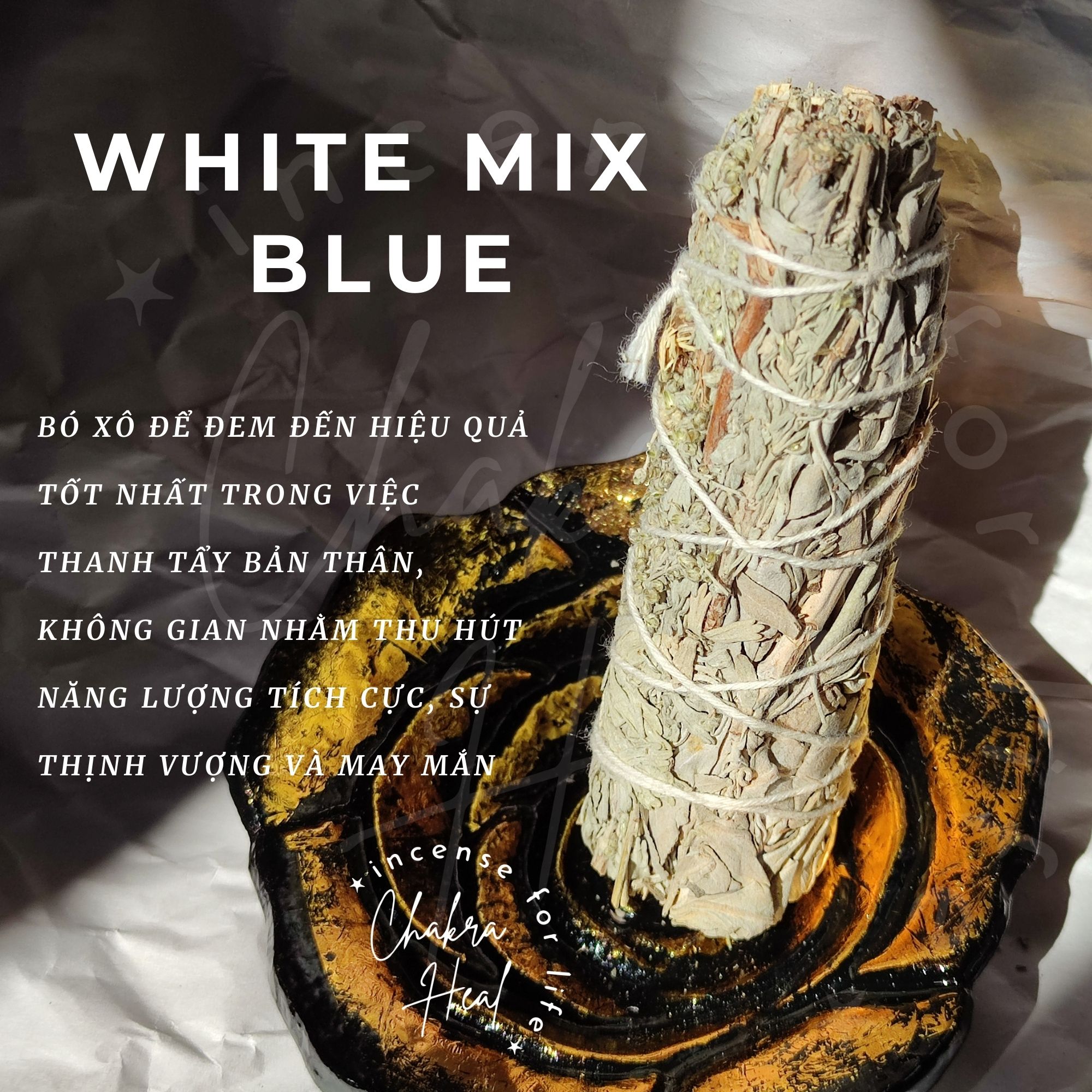 White Mix Blue Sage - Xô Thơm Thanh Lọc Bản Thân Và Nhà Cửa l Chakra Heal Incense
