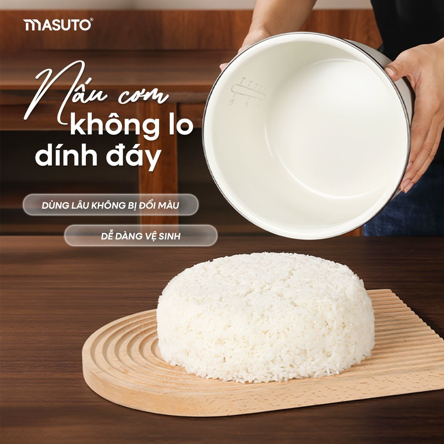 Nồi Cơm Điện Tử Masuto MSCookerAI Dung Tích 1,5L Biết Nói Tiếng Việt, Lòng Nồi Ceramic Chống Dính Cao Cấp, Đa Năng Với 7 Chế Độ Nấu, Có Hẹn Giờ - Hàng Chính Hãng