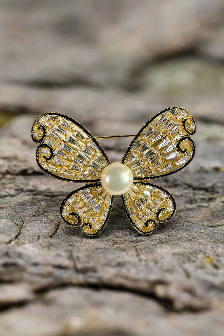 Trâm Cài Áo Vest, Áo Dài Hình Cánh Bướm Đính Ngọc Trai Baroque Điệp thời trang thiết kế Hity ACC416