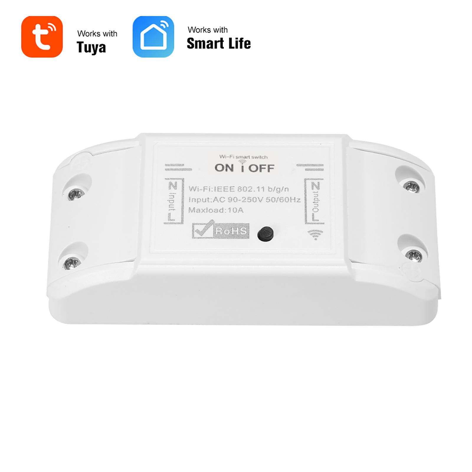 Wifi Smart Switch Compatible with Amazon Alexa and for Google Home Timer 10A/2200W Wireless Remote Switch for Android/IOS APP Control for Electric Appliances Universal Smart Home Automation Module