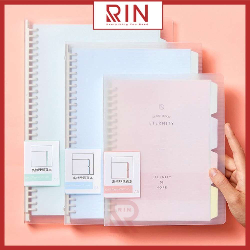 Sổ Tay Ghi Chép Gáy còng nhựa / Binder Gáy Lò Xo ghi chép 60 Trang - Màu Pastel - Có kèm giấy