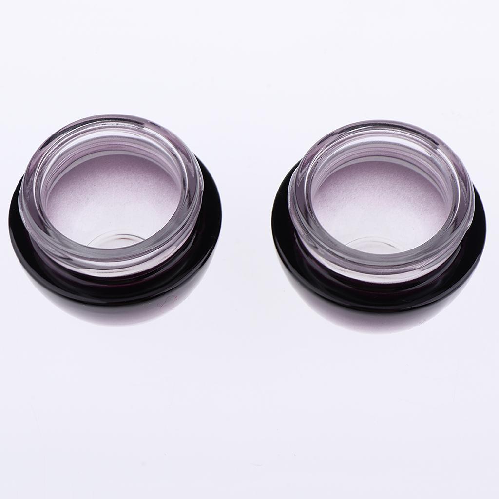 2x15g Violet Glass Refillable Cosmetic Jars Empty Face Cream Lip Balm Pot