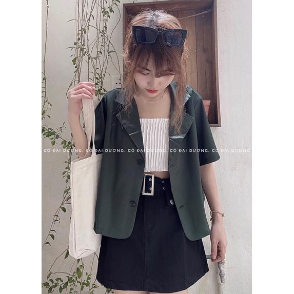 áo blazer cộc 570 - 2(xanh đậm),freesize dưới 55kg