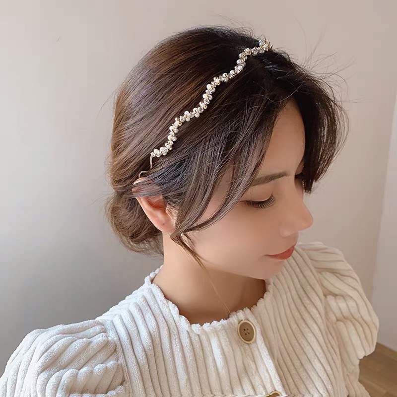 Cài Tóc Gợn Sóng Đính Ngọc Trai Kiểu Hàn Quốc