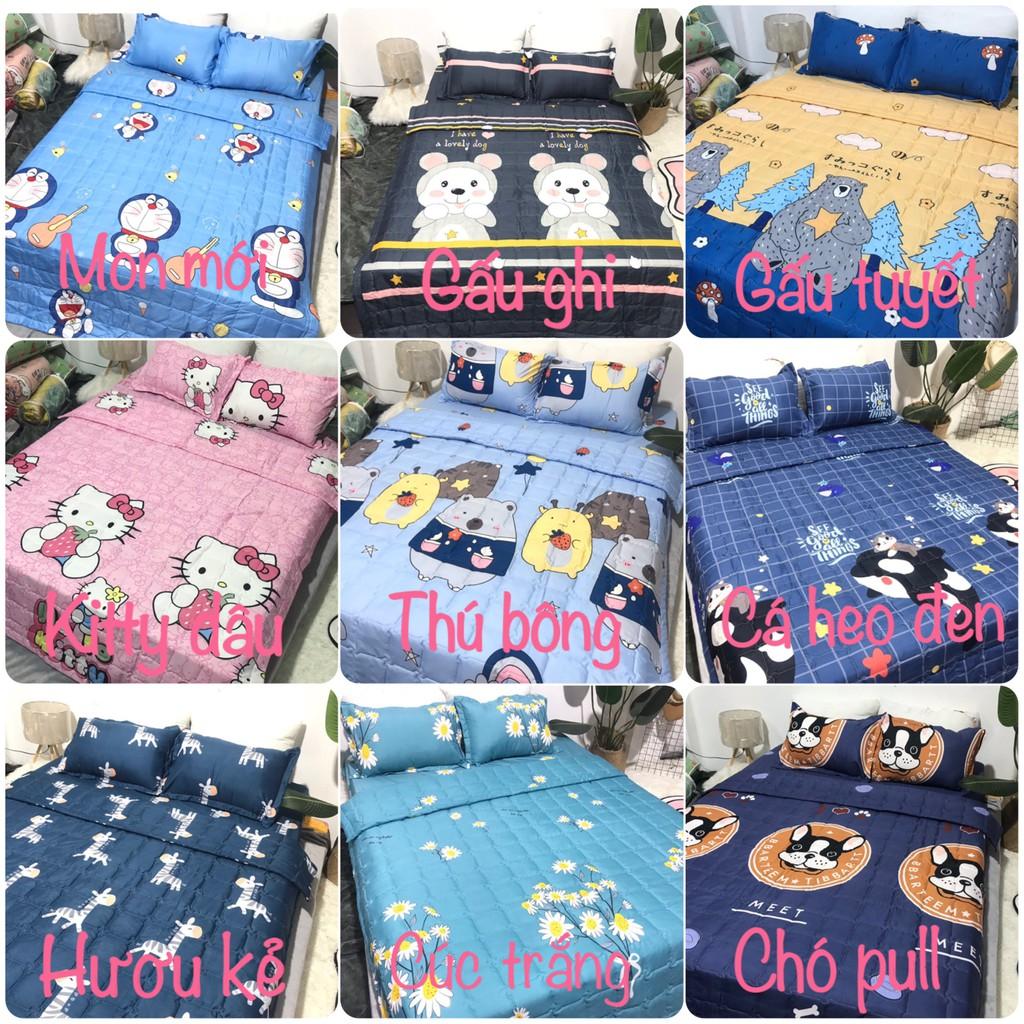 Bộ ga gối 1m6x2m cotton poly,mẫu mới hot 2020,chát chọn mẫu,tim kẻ nền hồng