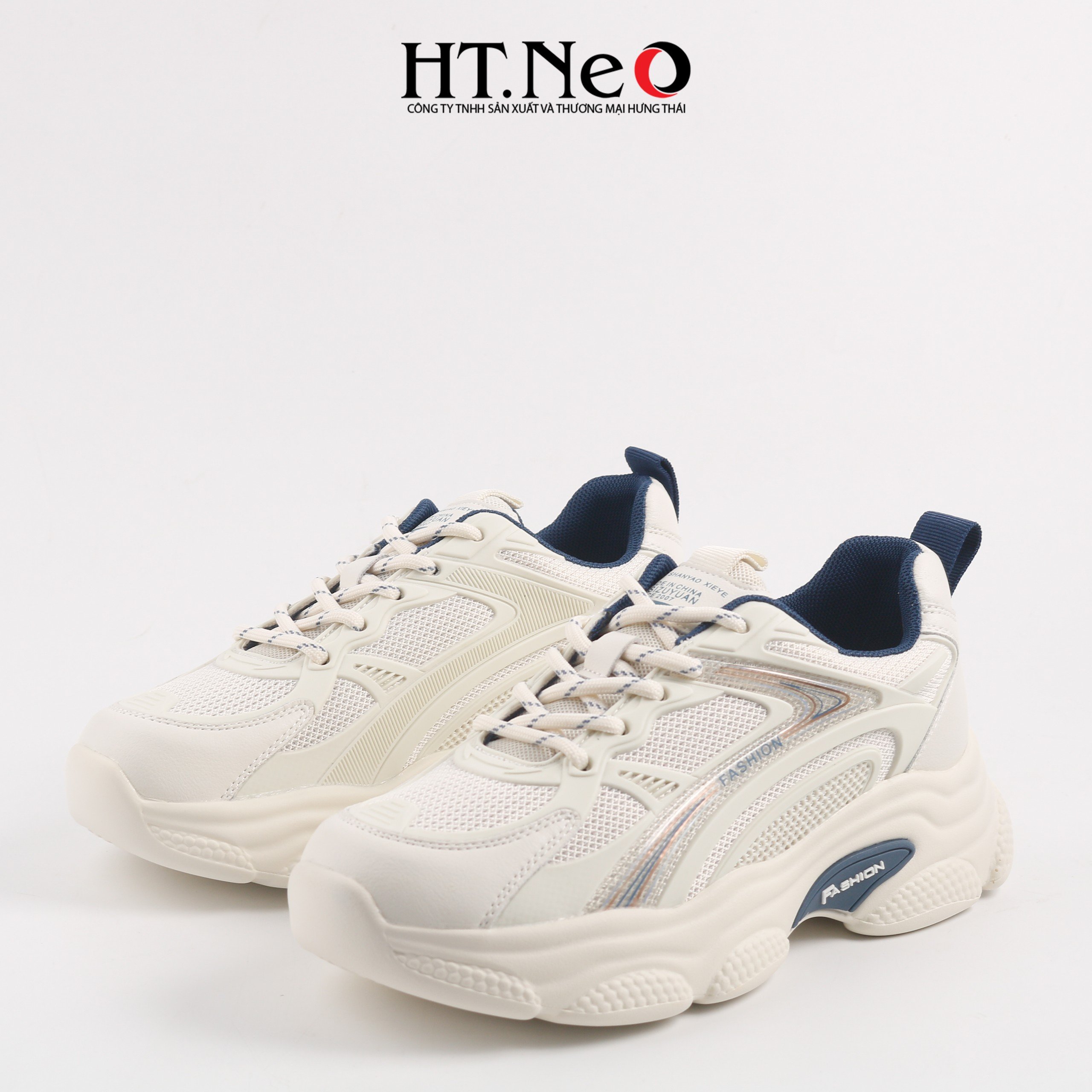 Giày thể thao, giày sneaker nữ đế cao su đúc, đế cao, chất liệu da kết hợp vải lưới, kiểu dáng trẻ trung, đi êm chân, thoải mái TTN14