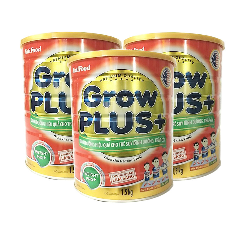 3 Hộp Nutifood GrowPLUS+ Đỏ 1500 Gr : sữa dành cho trẻ từ 1- 10 tuổi bị suy dinh dưỡng thấp còi