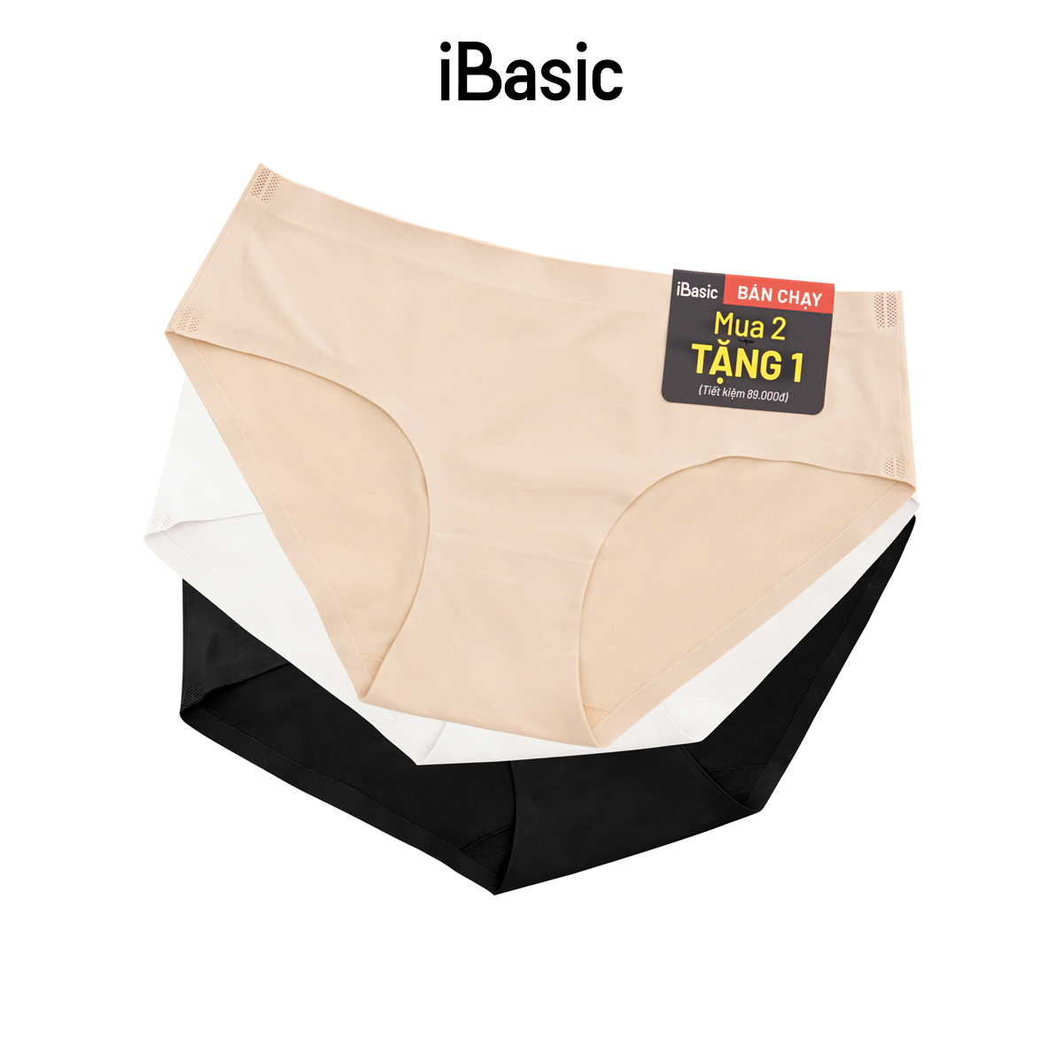 [MUA 2 TẶNG 1] Pack 3 quần lót nữ lưng vừa không đường may iBasic V188