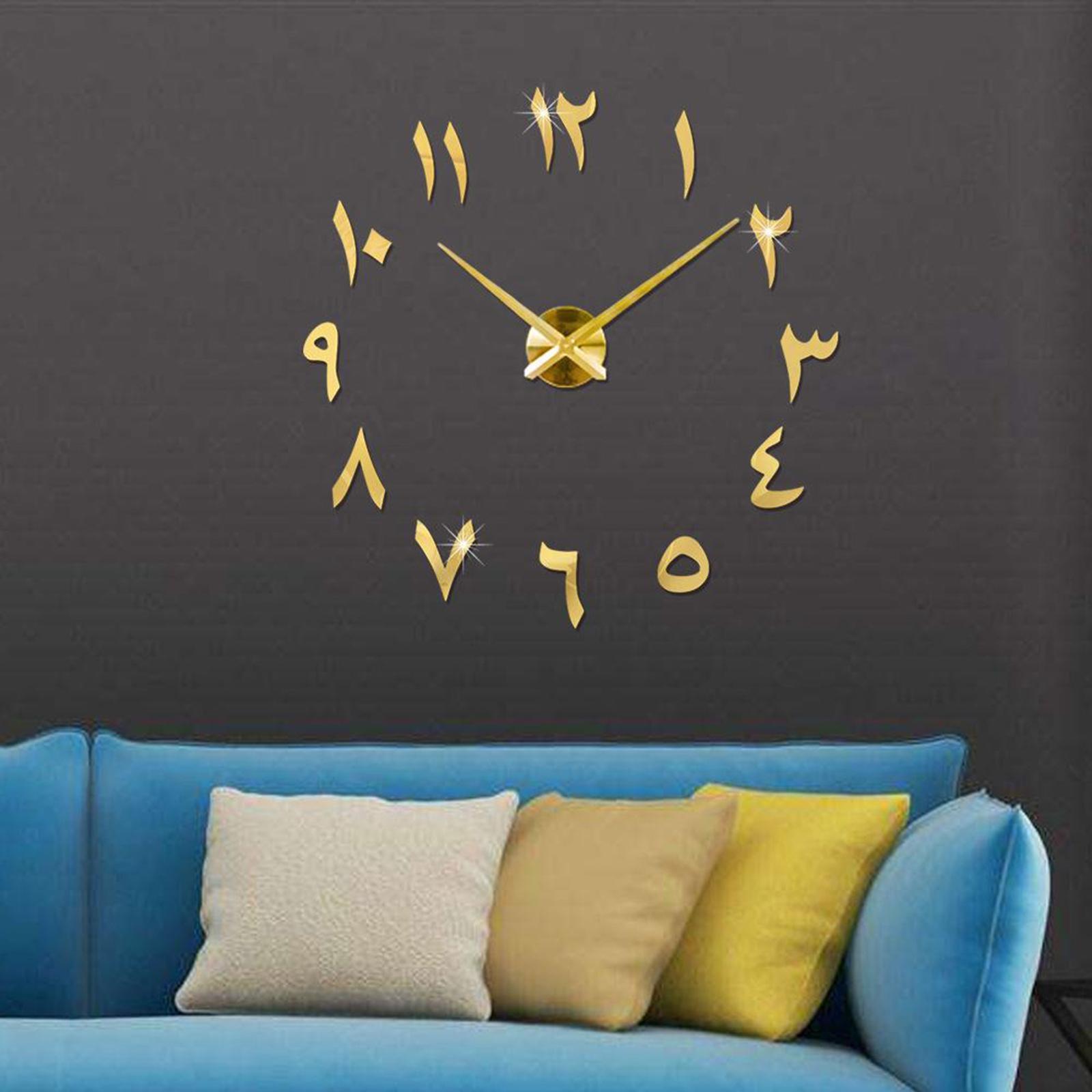 2 Pieces Wall Quartz Clock Adjustable Clocks 3D DIY non-ticking clock