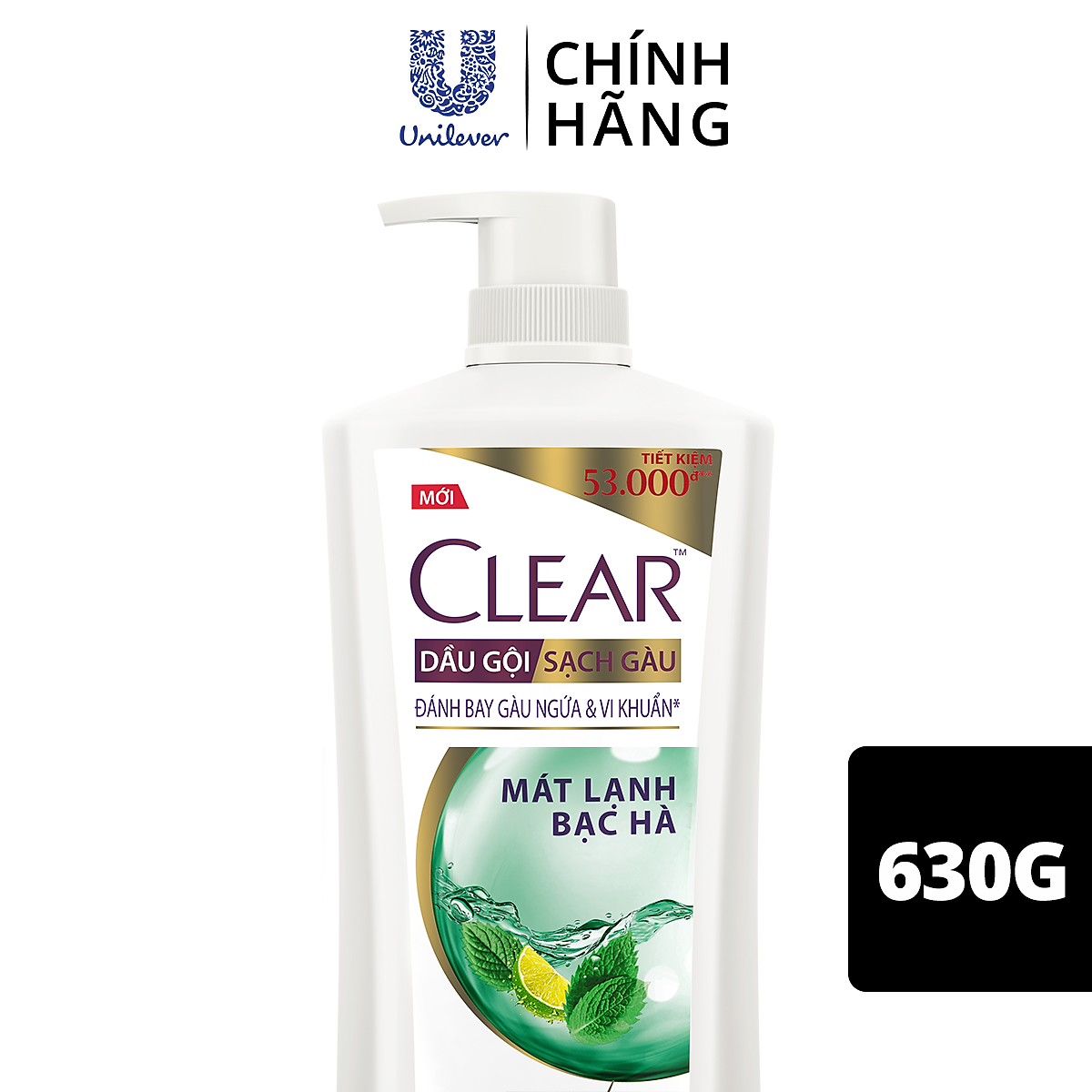 Dầu Gội 630g Clear Sạch Gàu Mát Lạnh Bạc Hà 3X Sức Mạnh Đánh Bay Gàu, Ngứa, Vi Khuẩn