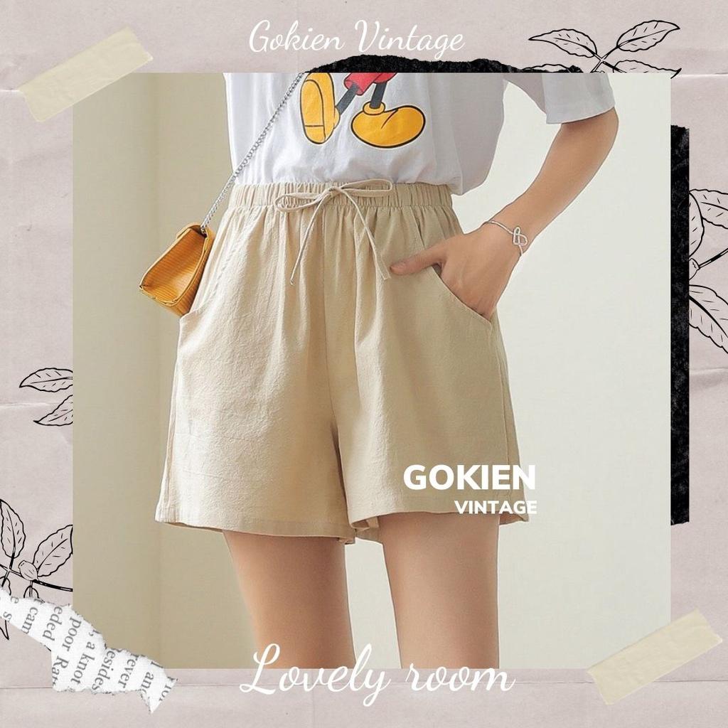 Quần Sooc đũi nữ, quần đùi nữ siêu mát, Gokien Vintage