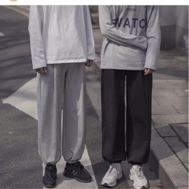 Quần Nỉ Jogger Trơn Ống Rút Dáng Rộng Unisex